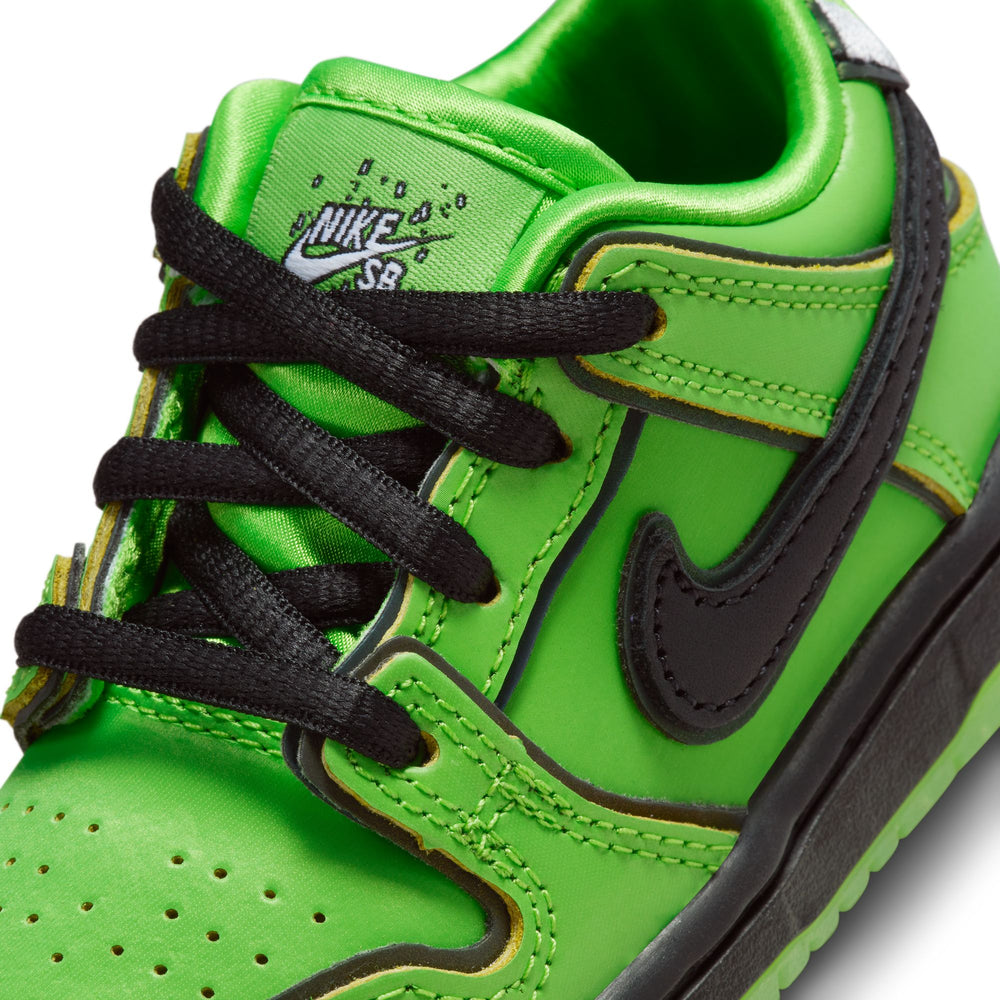 Nike SB x Powerpuff Girls 'Buttercup' Dunk Low Pro QS TD Skate Shoes - Mean Green/Black-Mean Green-Lotus Pink