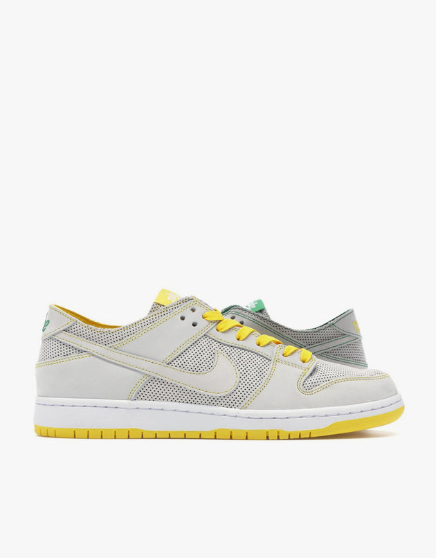 Nike SB x Ishod Dunk Low Decon Skate Shoes - White/Aloe Verde-Yellow