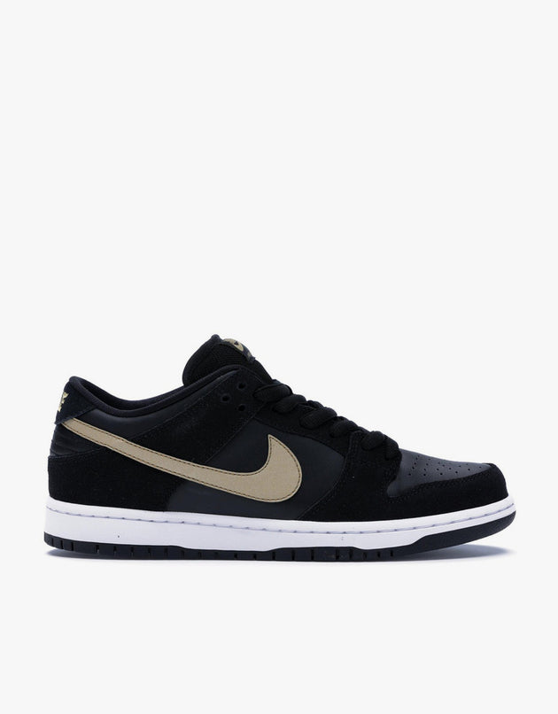 Nike SB Dunk Low Pro Skate Shoes - Black/Metallic Gold-White