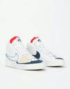 Nike SB Zoom Blazer Mid Edge Skate Shoes - White/Midnight Navy-University Red