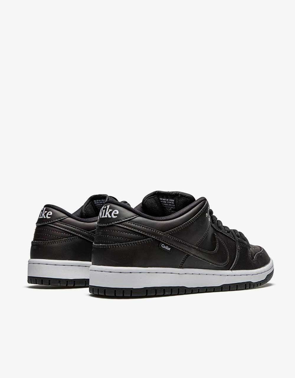 Nike SB "Civilist" Dunk Low Pro QS Skate Shoes - Black/Black-Black