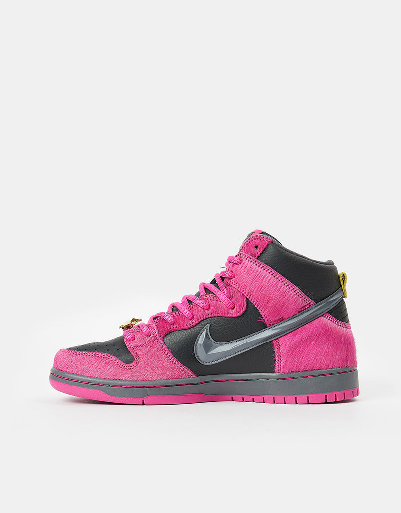 Nike SB 'Run the Jewels' Dunk High QS Skate Shoes - Active Pink