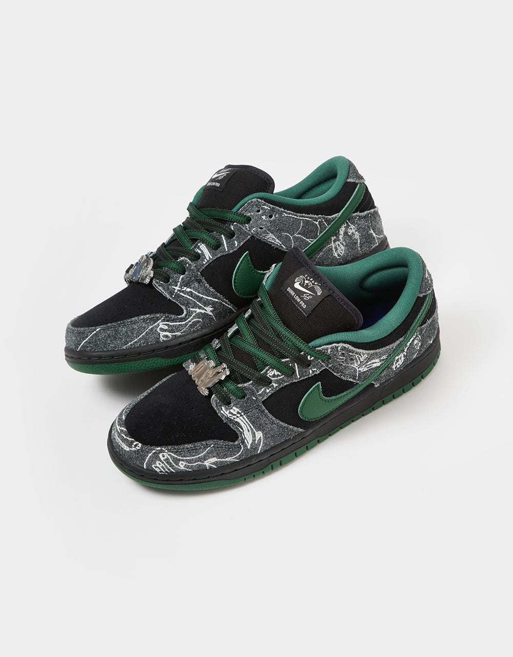 Nike SB 'There' Dunk Low QS Skate Shoes - Black/Gorge Green-Summit White