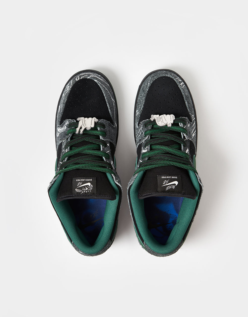 Nike SB 'There' Dunk Low QS Skate Shoes - Black/Gorge Green-Summit White