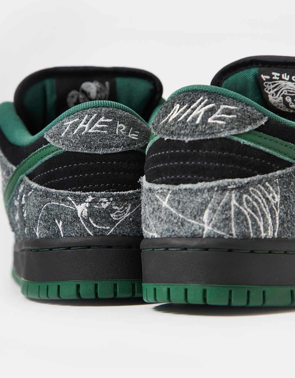 Nike SB 'There' Dunk Low QS Skate Shoes - Black/Gorge Green-Summit White