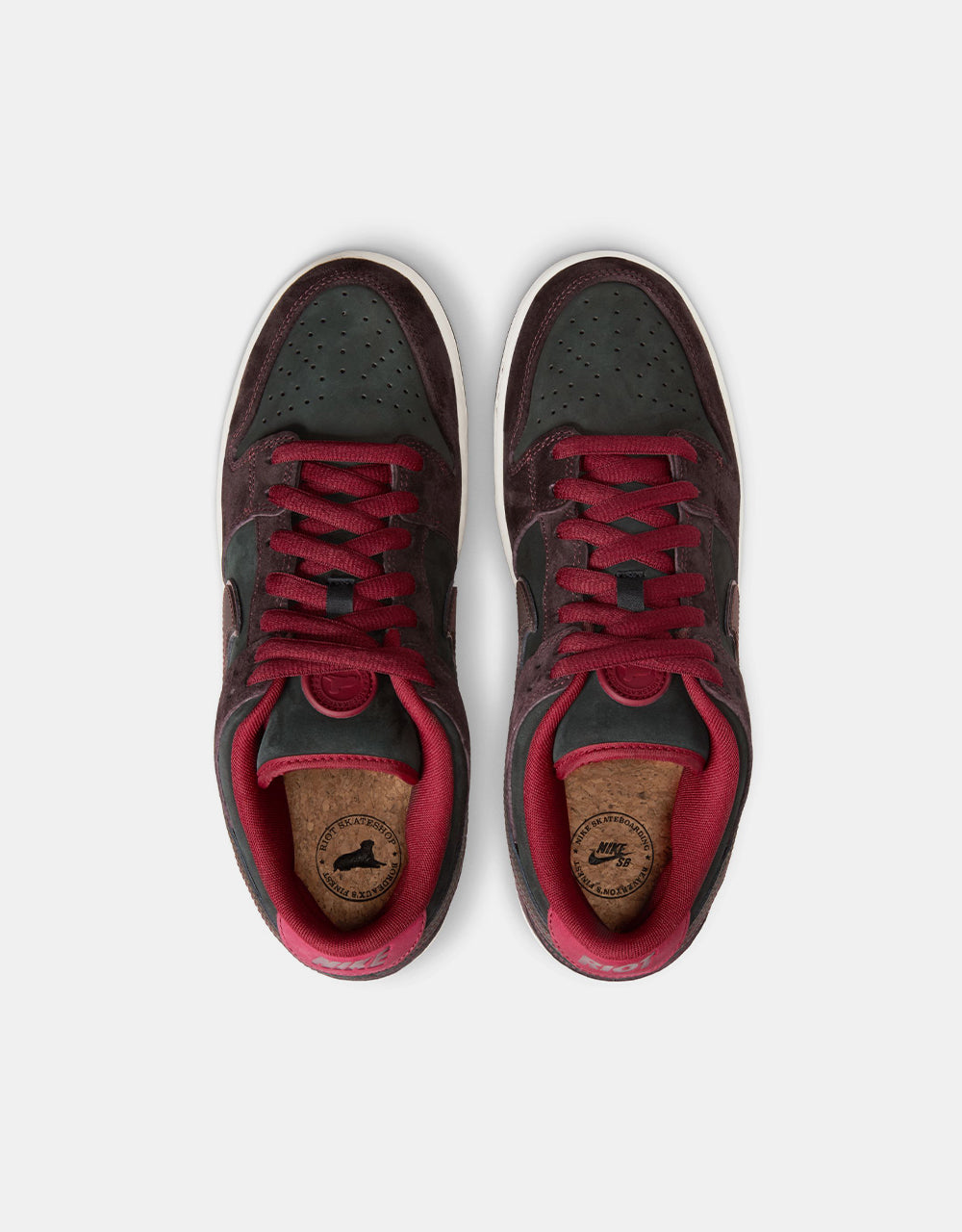 Nike SB 'Riot' Dunk Low Pro QS Skate Shoes - Mahogany/Dark Beetroot-Team Red-Sail