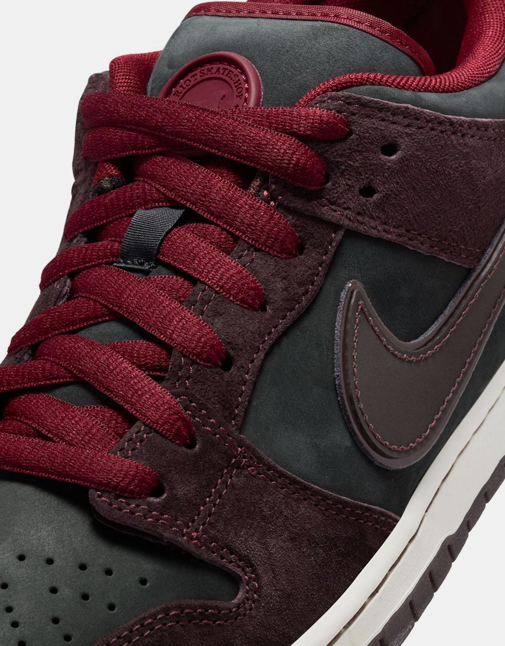 Nike SB 'Riot' Dunk Low Pro QS Skate Shoes - Mahogany/Dark Beetroot-Team Red-Sail