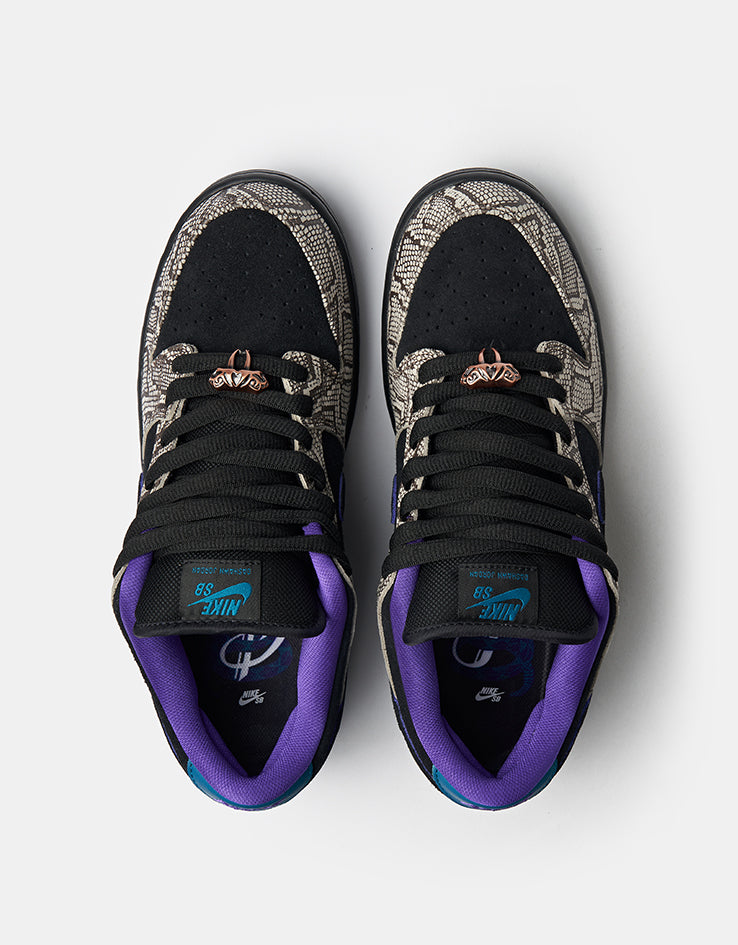 Nike SB 'Dashawn Jordan' Dunk Low Pro Skate Shoes - String/Black-Bright Spruce-Fierce Purple