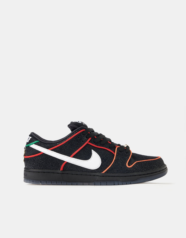 Nike SB 'Bronx Girls' Dunk Low Pro QS Skate Shoes - Black/White-Challenge Red-Total Orange