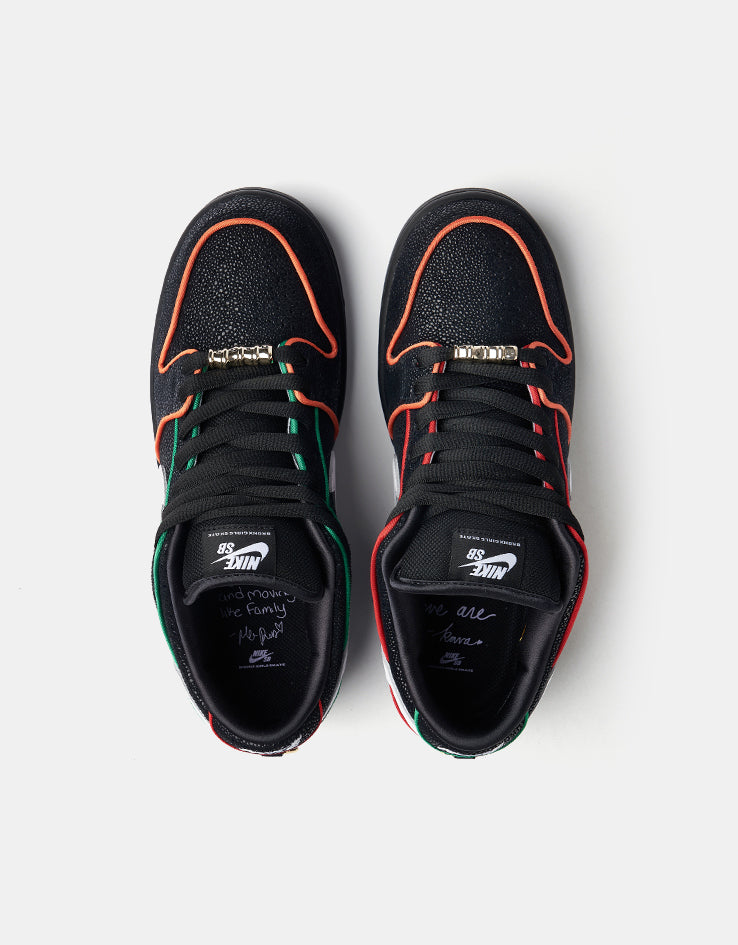 Nike SB 'Bronx Girls' Dunk Low Pro QS Skate Shoes - Black/White-Challenge Red-Total Orange