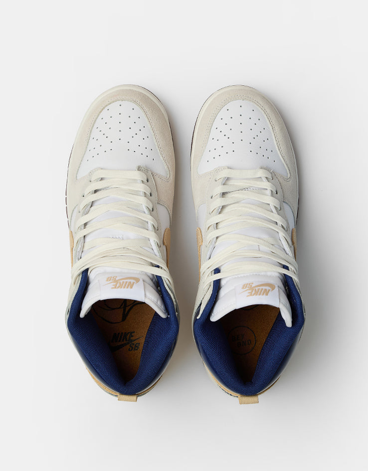 Nike SB 'Beyond' Dunk High Pro QS Skate Shoes - White/Ivory-Sand Dune-Blue/Void