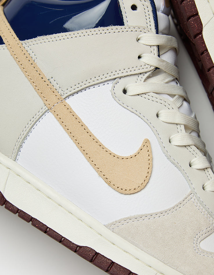 Nike SB 'Beyond' Dunk High Pro QS Skate Shoes - White/Ivory-Sand Dune-Blue/Void