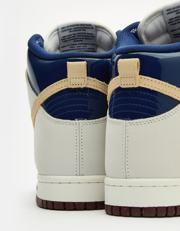Nike SB 'Beyond' Dunk High Pro QS Skate Shoes - White/Ivory-Sand Dune-Blue/Void