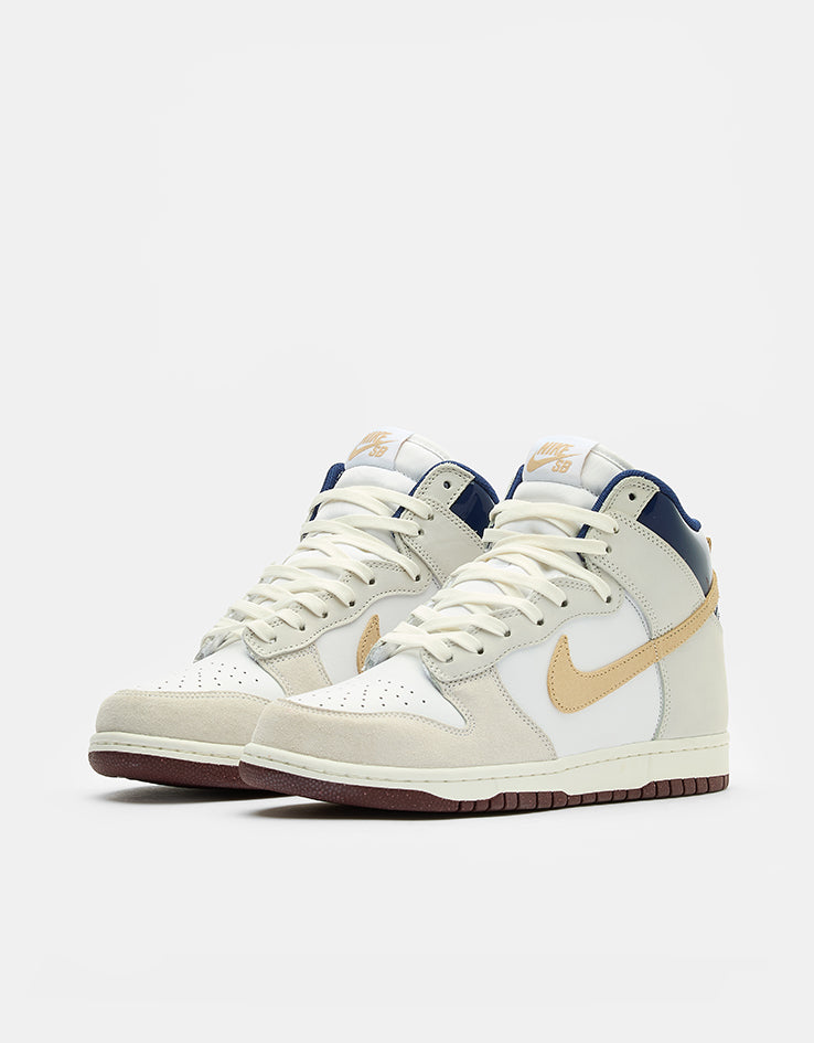 Nike SB 'Beyond' Dunk High Pro QS Skate Shoes - White/Ivory-Sand Dune-Blue/Void