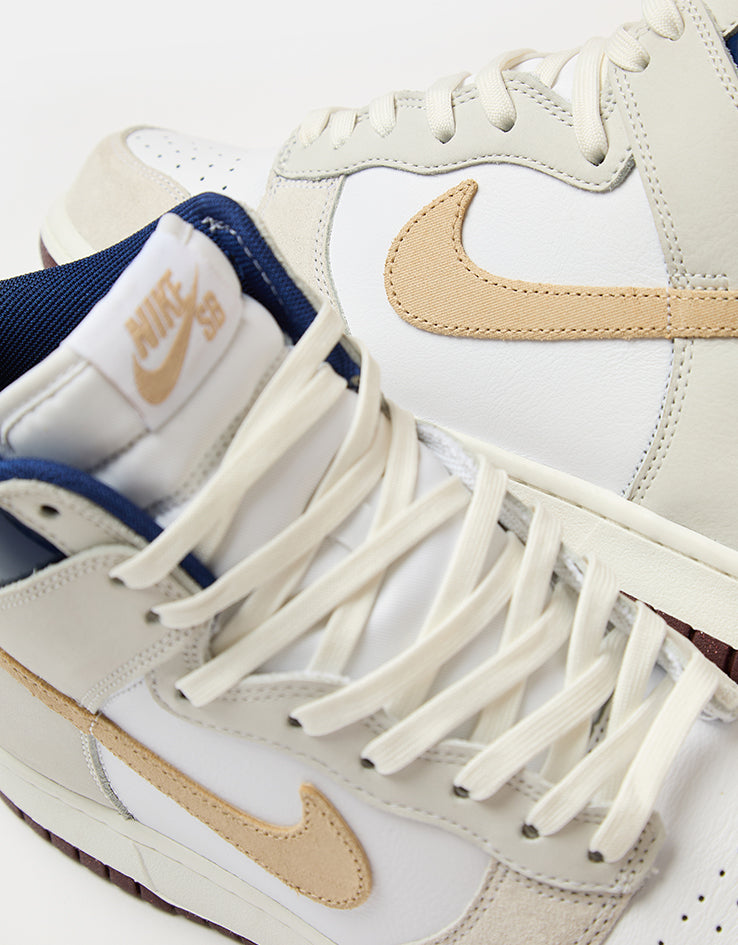 Nike SB 'Beyond' Dunk High Pro QS Skate Shoes - White/Ivory-Sand Dune-Blue/Void