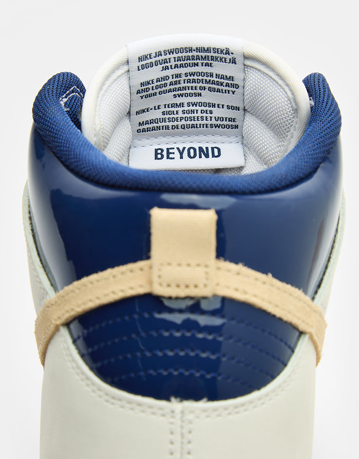 Nike SB 'Beyond' Dunk High Pro QS Skate Shoes - White/Ivory-Sand Dune-Blue/Void