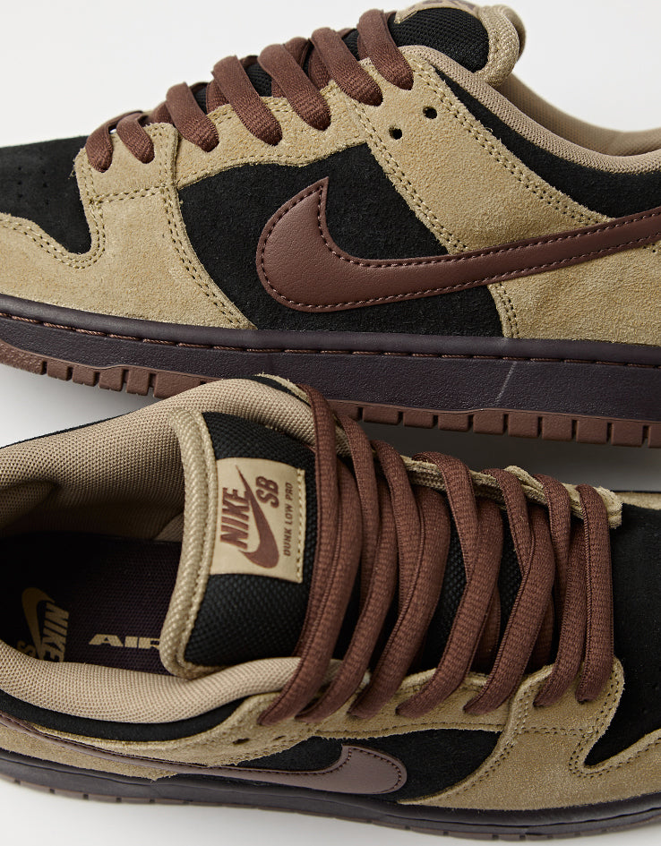 Nike SB Dunk Low Pro Skate Shoes - Filbert/Lt Chocolate-Black-Burgundy