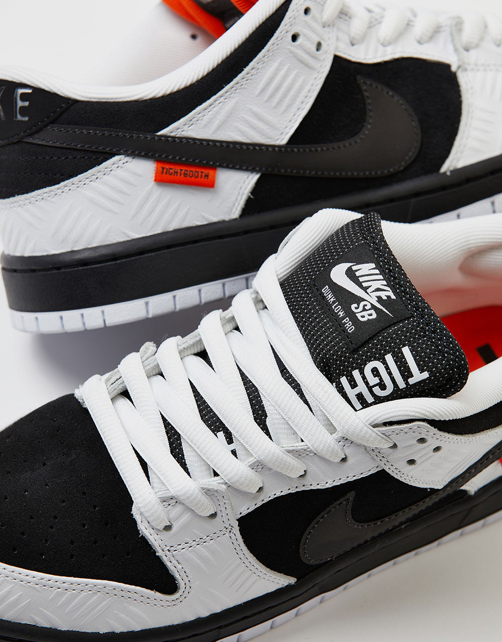 Nike SB 'Tightbooth' Dunk Low QS Skate Shoes - White/Black-Safety Orange