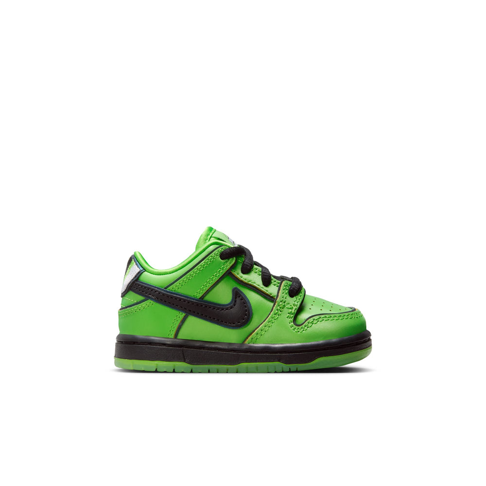 Nike SB x Powerpuff Girls 'Buttercup' Dunk Low Pro QS TD Skate Shoes - Mean Green/Black-Mean Green-Lotus Pink