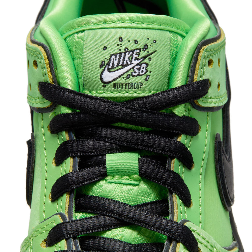 Nike SB x Powerpuff Girls 'Buttercup' Dunk Low Pro QS PS Skate Shoes - Mean Green/Black-Mean Green-Lotus Pink