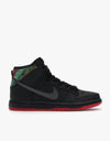 Nike SB Dunk High Premium Skate Shoes - Blk/Blk-Chlng Red-Mtllc-Slvr
