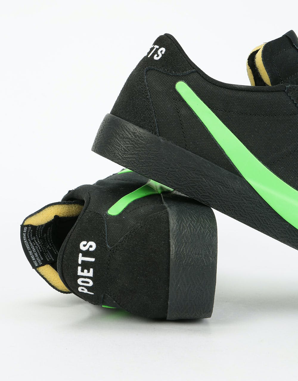Nike SB x Poets Zoom Bruin QS Skate Shoes - Black/Voltage Green-White