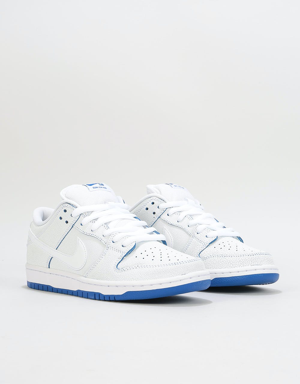 Nike SB Dunk Low Pro Premium Skate Shoes - White/White-Game Royal