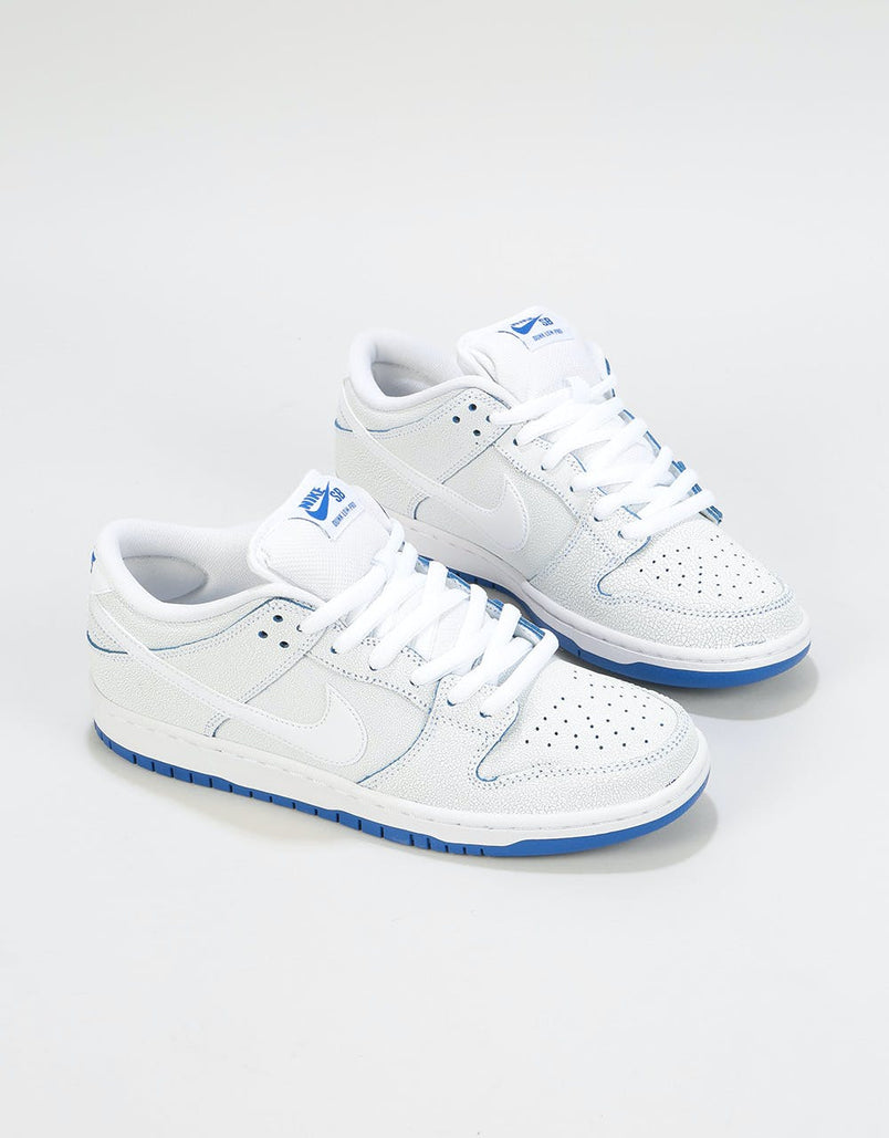 Nike SB Dunk Low Pro Premium Skate Shoes - White/White-Game Royal