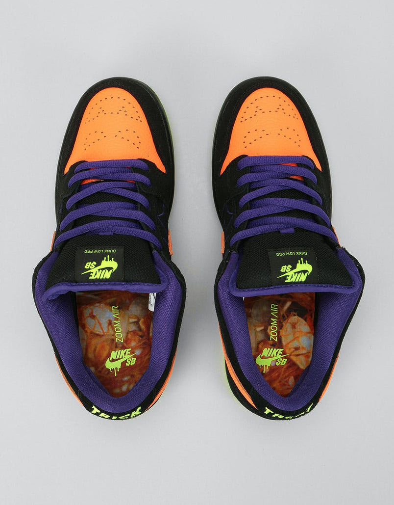 Nike SB Dunk Low Pro Skate Shoes - Black/Total Orange-Court Purple