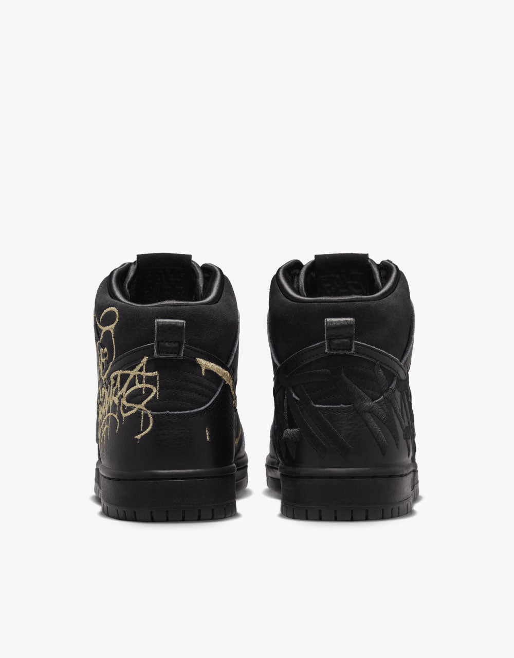 Nike SB 'Faust' Dunk High Pro QS Skate Shoes - Black/Black-Metallic Gold